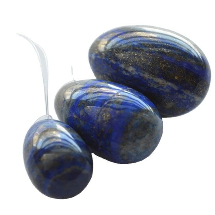 Conjunto de 3 huevos de piedra lapislázuli huevos de Kegel naturales para ejercicios huevos de piedra preciosa Jade Yoni huevos perforados o sin perforar 3 tamaños hechos