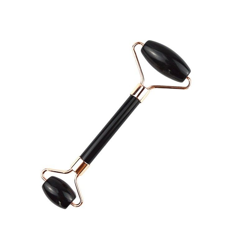 100% piedra preciosa natural negro obsidiana Facial Jade Guasha Roller Masajista Gua Sha Masaje Facial Herramientas de belleza Herramientas para el cuidado de la piel