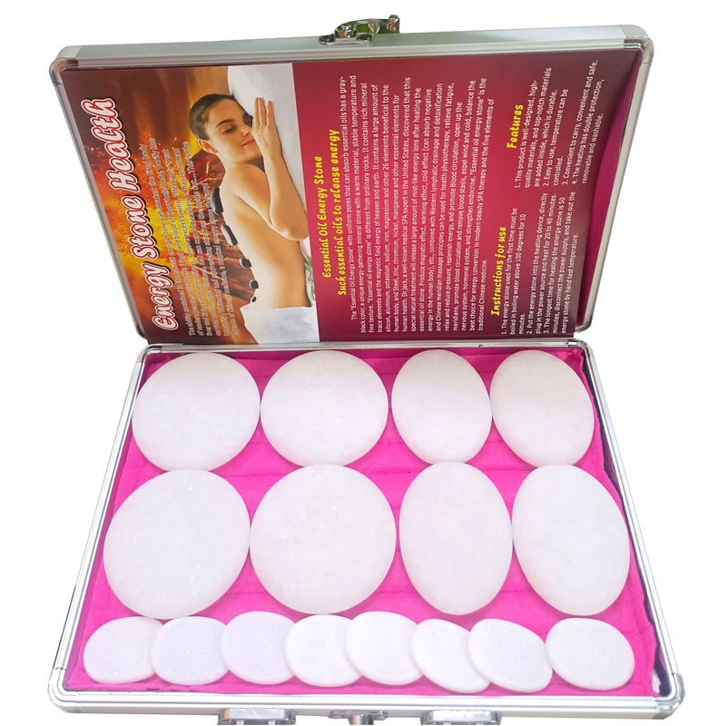 Función Musical 16pcs Jade Blanco Piedra Energética Estética Masaje Calentador Spa Aceite Esencial Caja de Masaje Para Cuidado Personal de la Salud