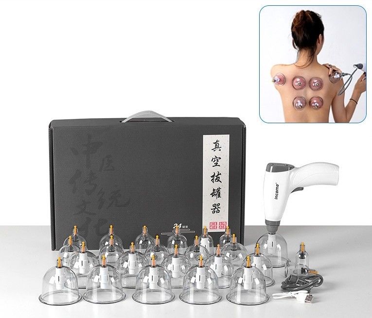 Conjunto de 24 piezas Guasha eléctrico de ventosas Masajeador de succión para masaje muscular del cuerpo Meridiano de tratamiento herramienta de relajación