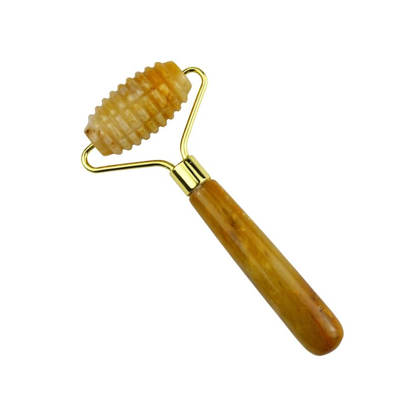 Equipo de masaje facial Jade amarillo natural Facial Guasha Roller para herramientas de masaje Herramientas de belleza