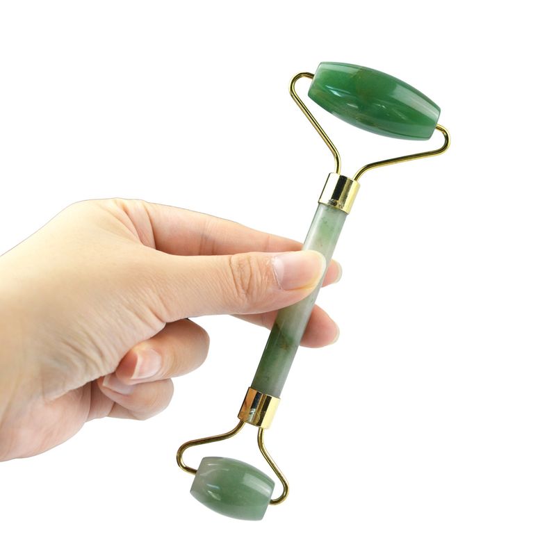 Equipo de masaje facial Aventurine verde Gua Sha Jade Roller de piedra Guasha Roller para masajeador facial