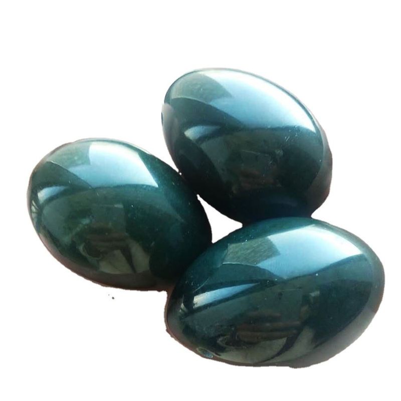 Cristal material de cuentas sueltas Nefrita verde Jade Yoni huevos para el endurecimiento y fortalecimiento vaginal
