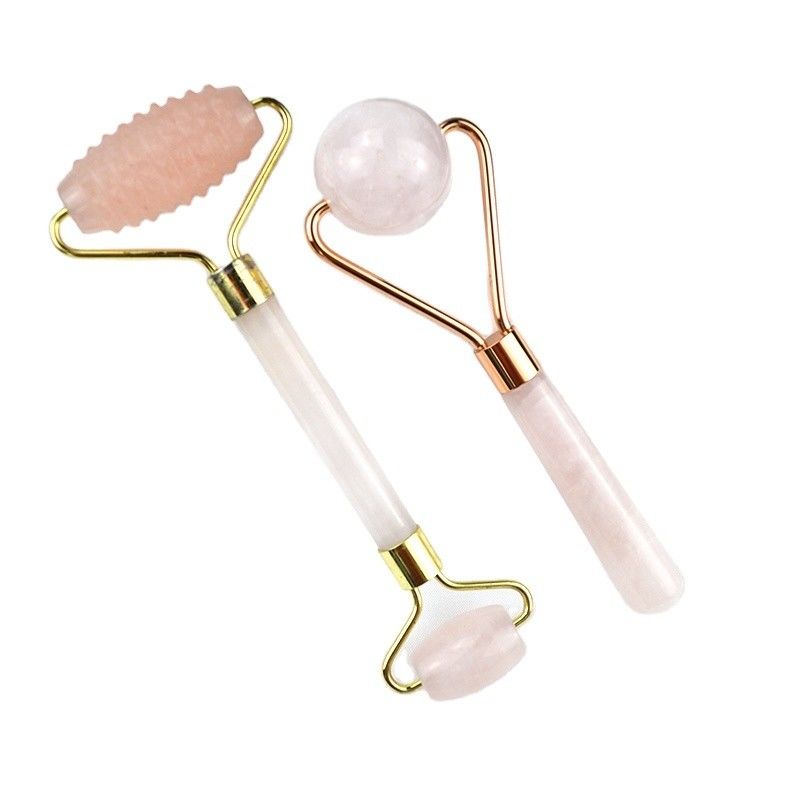 Masaje muscular Masaje facial 2024 Rosa natural de cuarzo Jade Roller Gua Sha Herramientas con logotipo personalizado