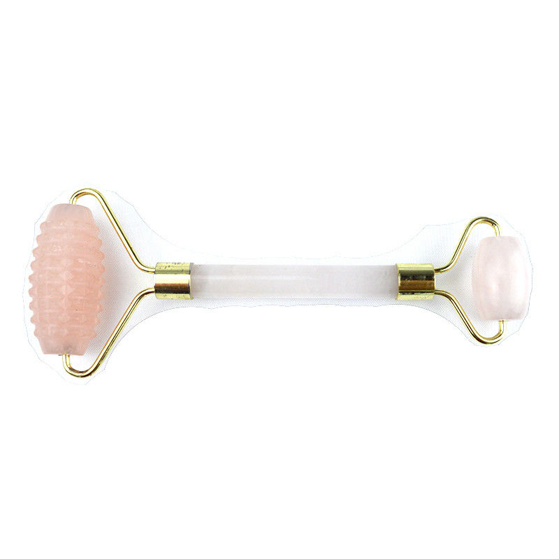 Masajeador facial natural de etiqueta privada cristal rosa cuarzo rosa guasha gua sha masaje de jade rodillo para la herramienta de masaje facial