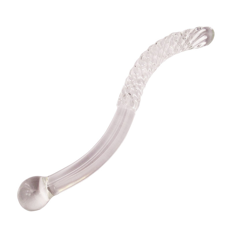 Técnica tallada 250mm Vidrio de cristal Dildo Varita de masaje para mujeres Yoni Varita de varita Estilo Feng Shui Logotipo personalizado