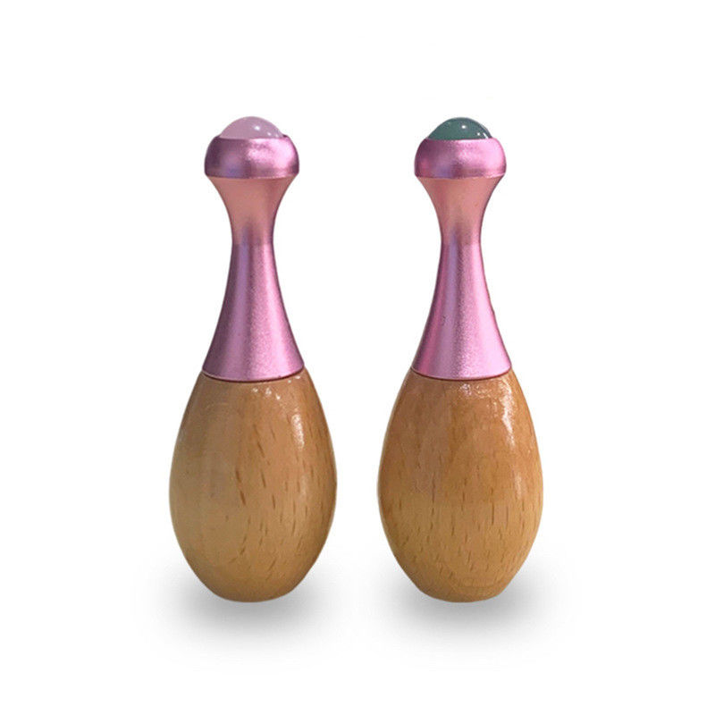 Rodillo de masaje de manilla de madera de jade Facial Gua Sha bastón de masaje y herramientas de cuidado ocular para promover la absorción de la crema para ojos