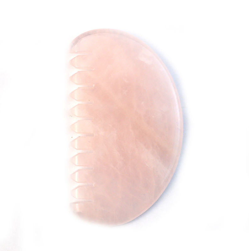 Masajeador facial natural rosa cuarzo Jade Peinado para el cabello Gua Sha Herramientas Jade Masajeador para el cuero cabelludo Para masaje de la cabeza Terapia aliviar la tensión del cuero cabelludo