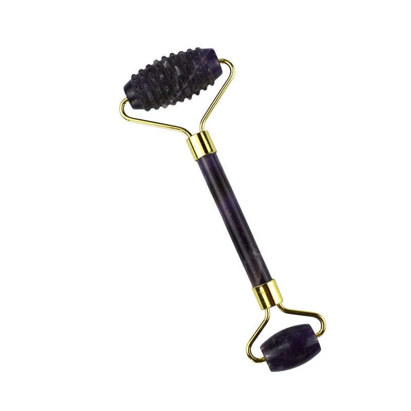 Equipo de masaje facial 2024 Amethyst Facial Jade Roller 100% Massager de cristal natural para la piel Ojo Cuello Herramientas de belleza