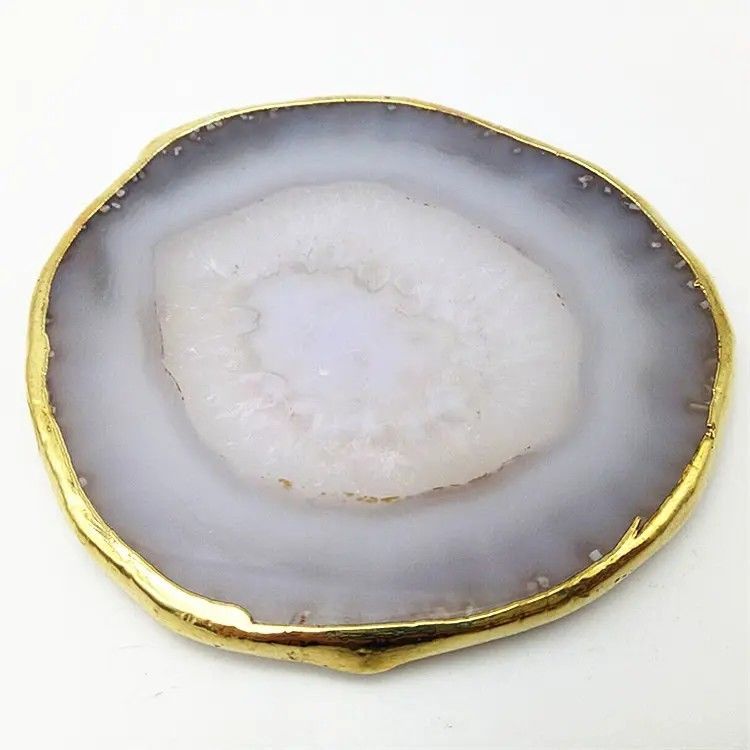 Características regionales Agate Coaster Grey Slices Polished Crystal Natural Gemstone Flower Pot Grabado Arte popular Esculpido