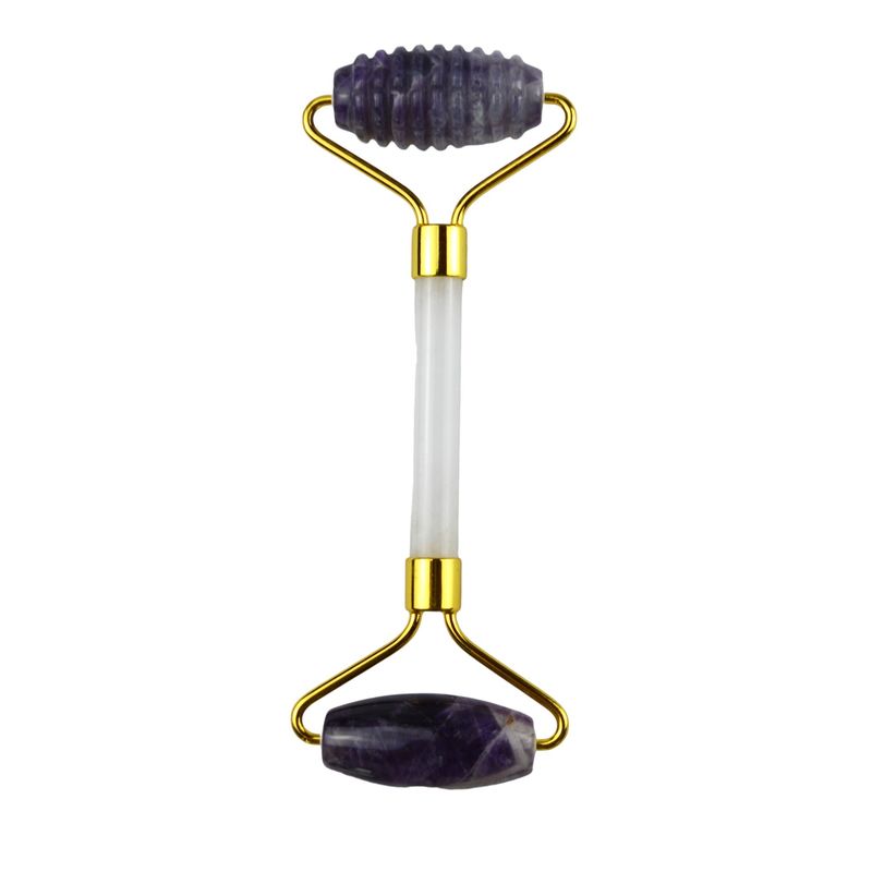 Herramienta de masaje facial antiarrugas Amethyst natural Guasha Roller con piedra de jade libre de ruido