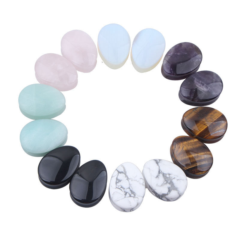 Piedra Auricular Expansión de oreja Pug Piercing Body Joyería Cristal natural de jade Piedra popular OEM ODM Agate Plug Tunnel Joyería