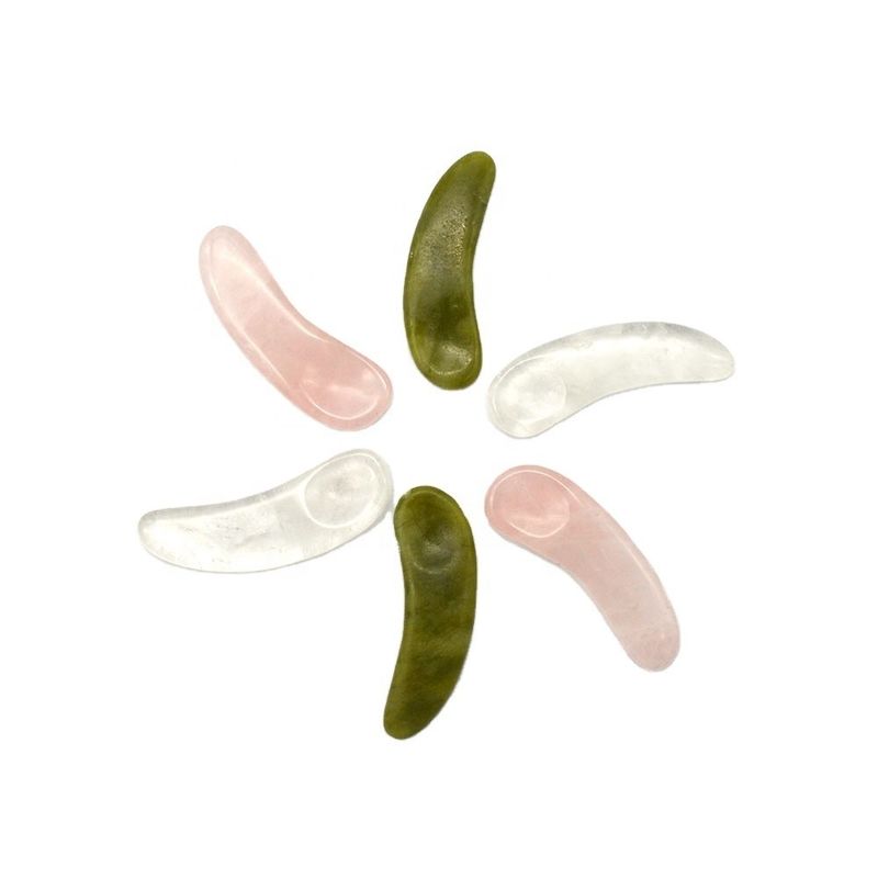 3.8*1.3*0.4cm Crema para ojos de cristal natural Cuchara de masaje de ojos con bastón Accesorio para cuidado ocular