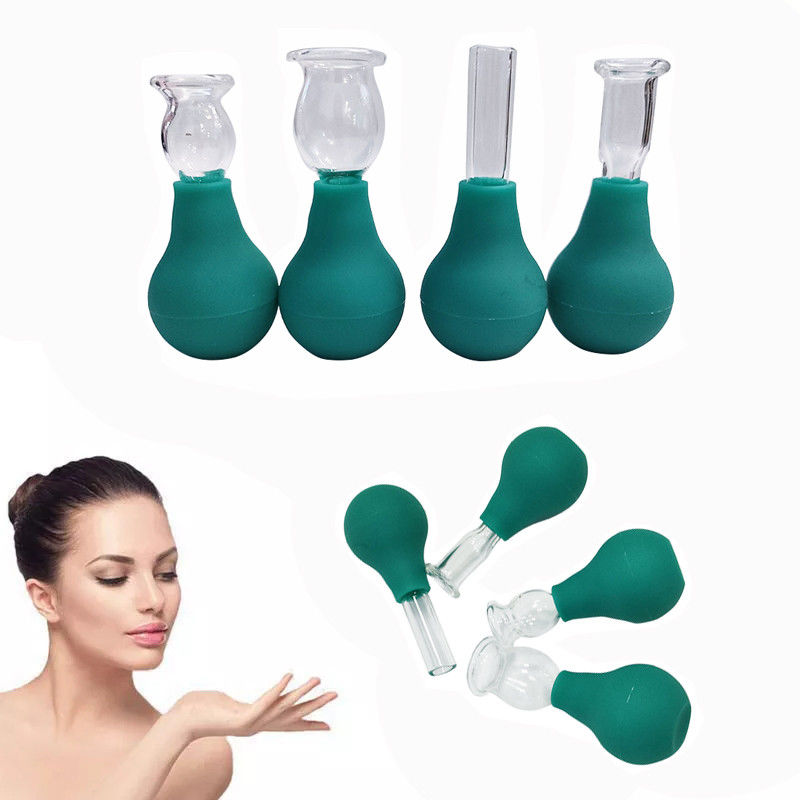 Ojo de vidrio de PVC Mini Cupping Set 4 piezas de masaje aspirador de succión para masajeador de cuerpo y cara