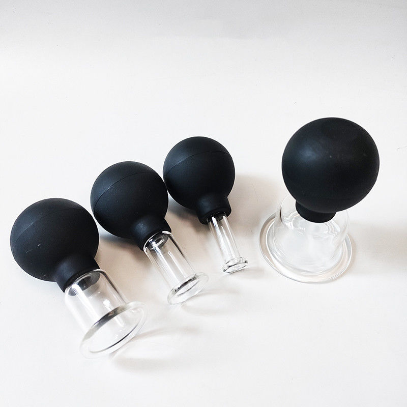 Conjunto de 4 vasos de terapia médica de silicona con vasos de vacío para anti celulitis y masaje facial