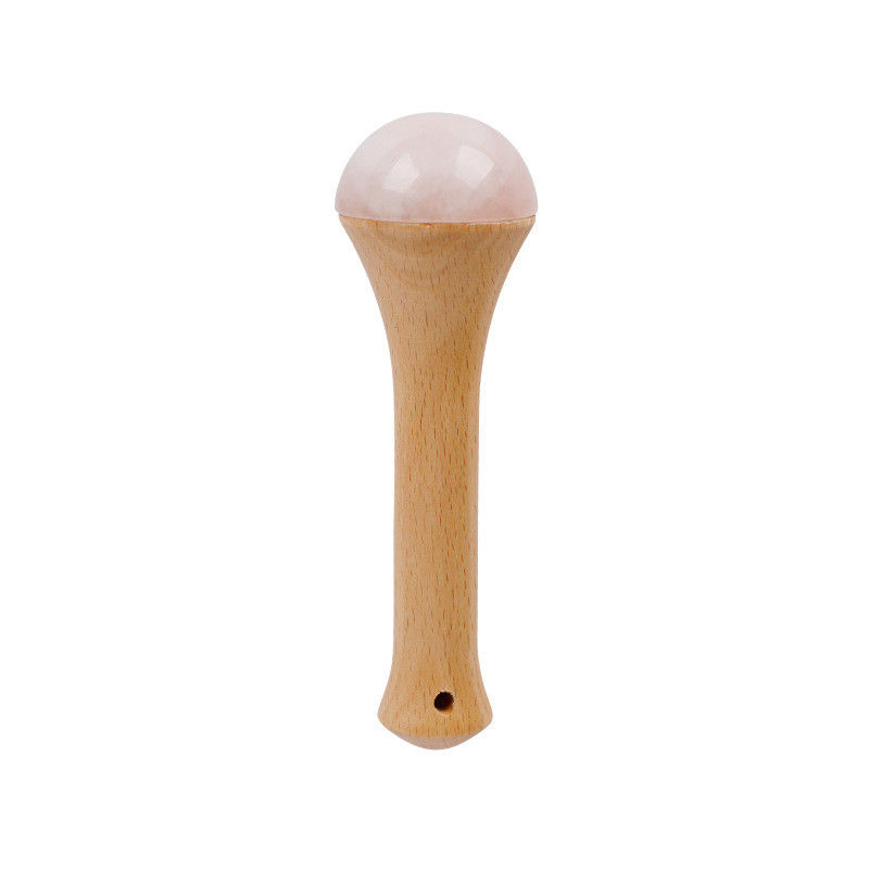 Masajista de cuerpo mango de madera cuarzo rosa para el dragado de meridianos y masaje de relajación Gua Sha