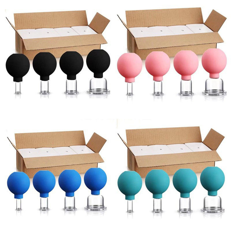 4Pcs PVC de succión de masaje de vacío frascos de vacío Cupping terapia de conjunto para la salud para mejorar la salud