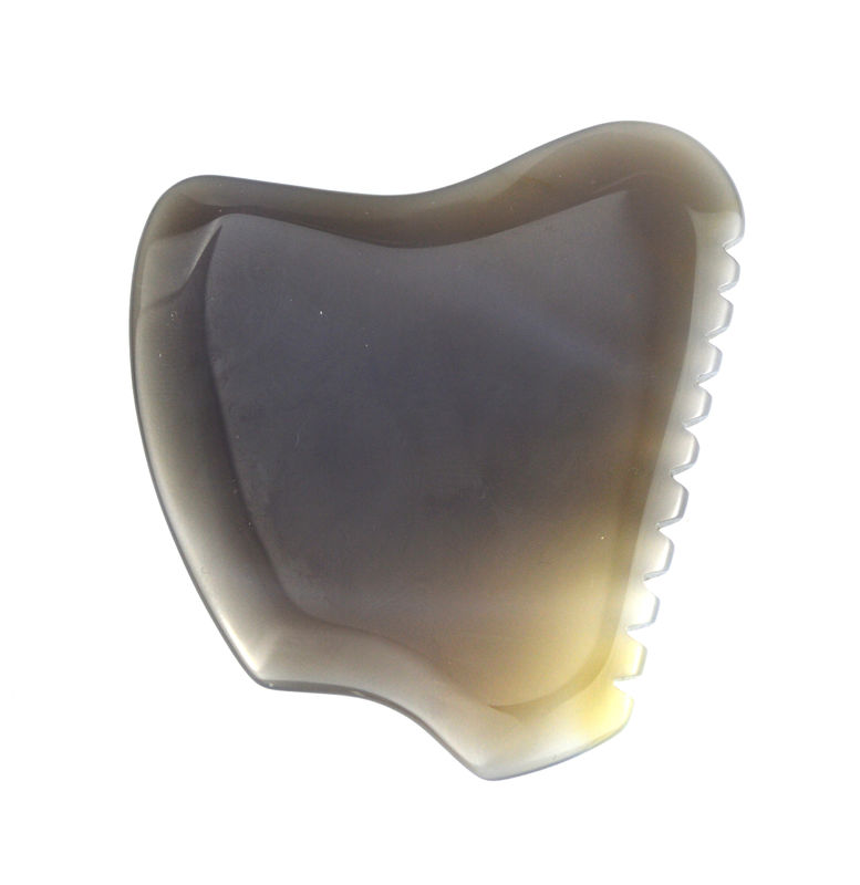 Masajista facial Agate gris Jade Gua Sha Piedra para masaje personalizado herramienta de terapia de raspado