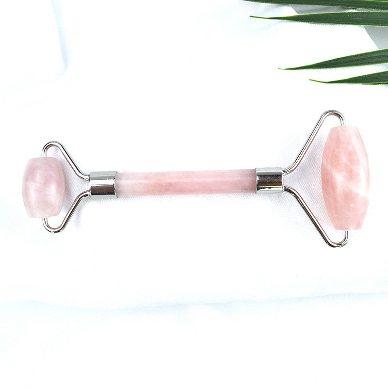 Equipo de masaje facial Rosa Rosa Cuarzo Gua Sha Masaje Roller de hielo de jade natural para terapia antienvejecimiento Nefrita