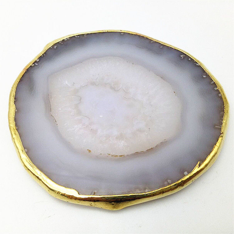 Características regionales Agate Coaster Grey Slices Polished Crystal Natural Gemstone Flower Pot Grabado Arte popular Tallado Tallado