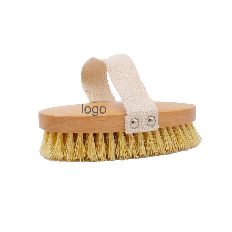 Cepillo para el cuerpo seco Sisal Bristle para exfoliar la celulitis y masajear la piel seca en color de madera