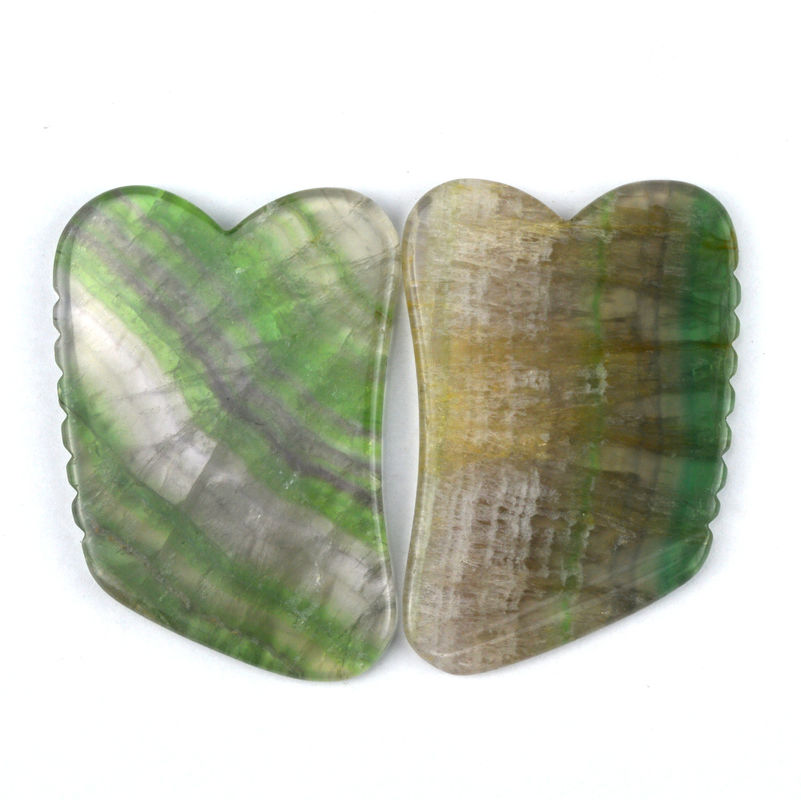 Piedra de masaje Cuidado de la piel Arco iris natural Fluorito Gua Sha Tabla para masaje del cuero cabelludo y la cara