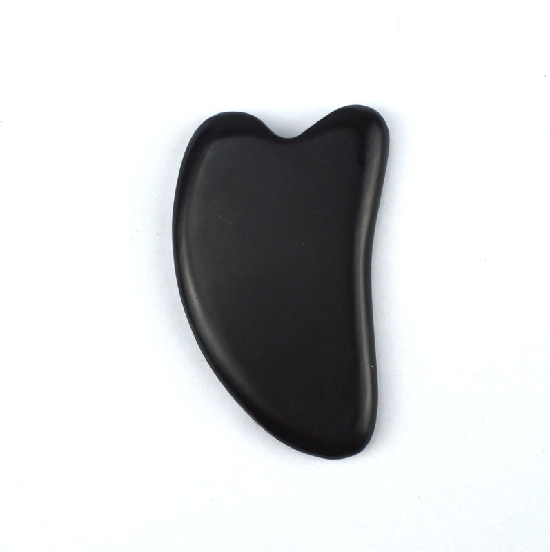 2024 Piedra Bian Negro Forma de Corazón Gua Sha Herramienta de Masaje Disponible Logotipo Masajista para Spa Relajante Meditación
