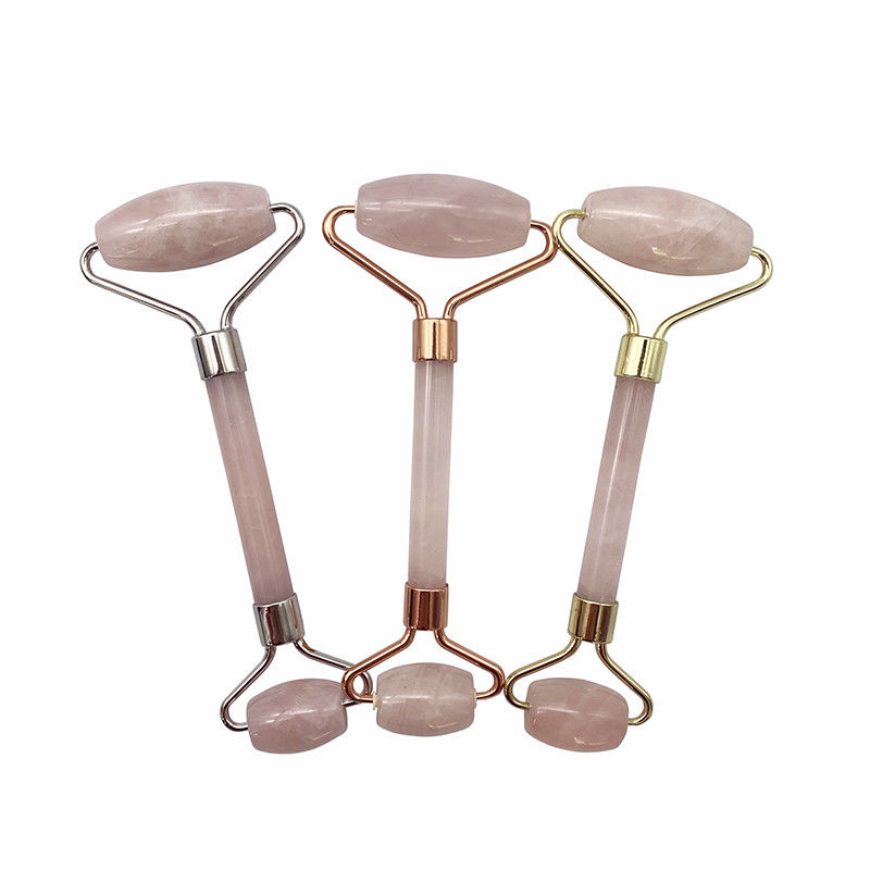 Perfecore Jade Roller Beauty Rose Quartz Guasha Roller Face Cuello Gua sha Herramienta de masaje Piedra para artesanía hecha a mano y cuidado de la piel