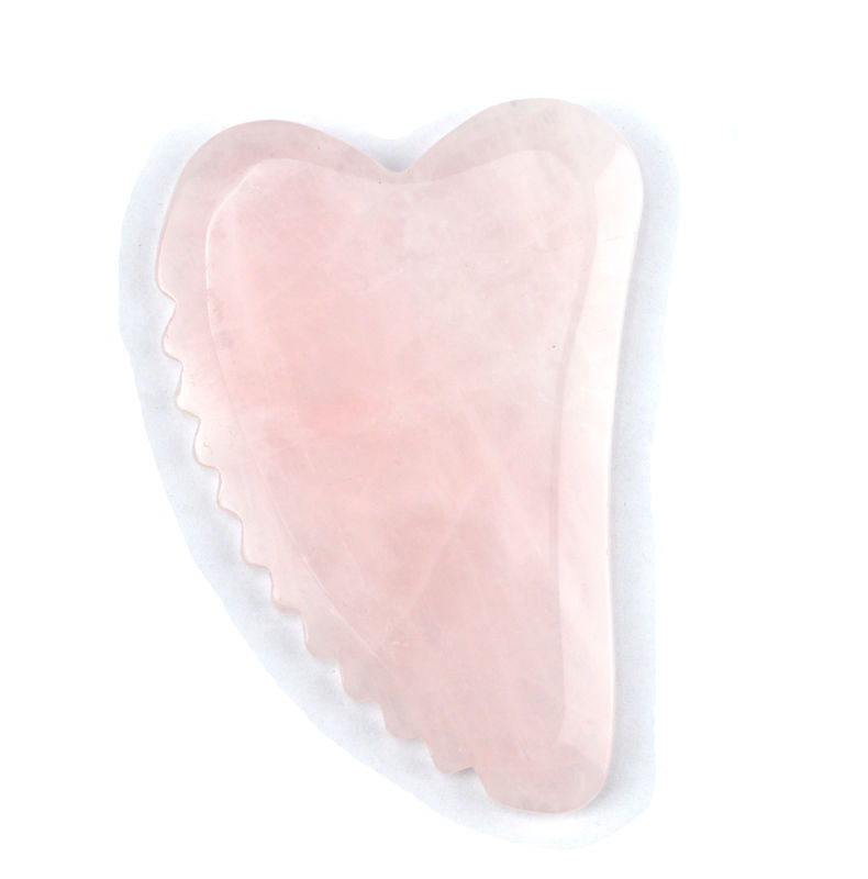 Tabla Gua Sha de forma personalizada de cuarzo rosa de mano La herramienta de masaje facial imprescindible