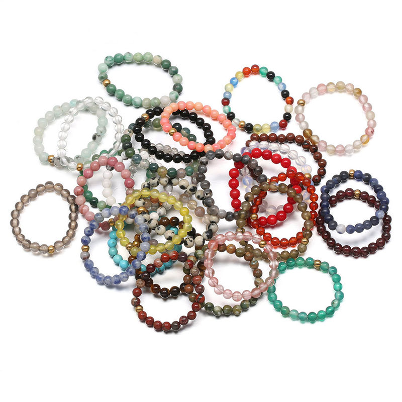 Otras Energía Natural Piedra de Cristal 3mm Mini Perlas Anillos para Mujer Chakra Curación hecha a mano Joyería Bohemia Anillo de Boda Regalo