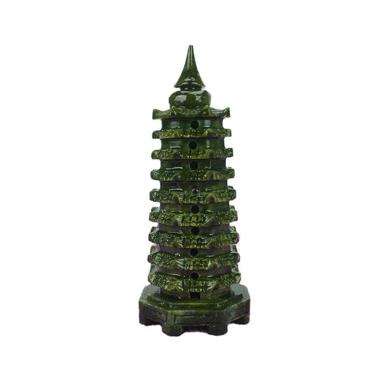 Escultura exquisita zafiro natural jade Wenchang Torre para el Feng Shui modo de decoración No ABK-13