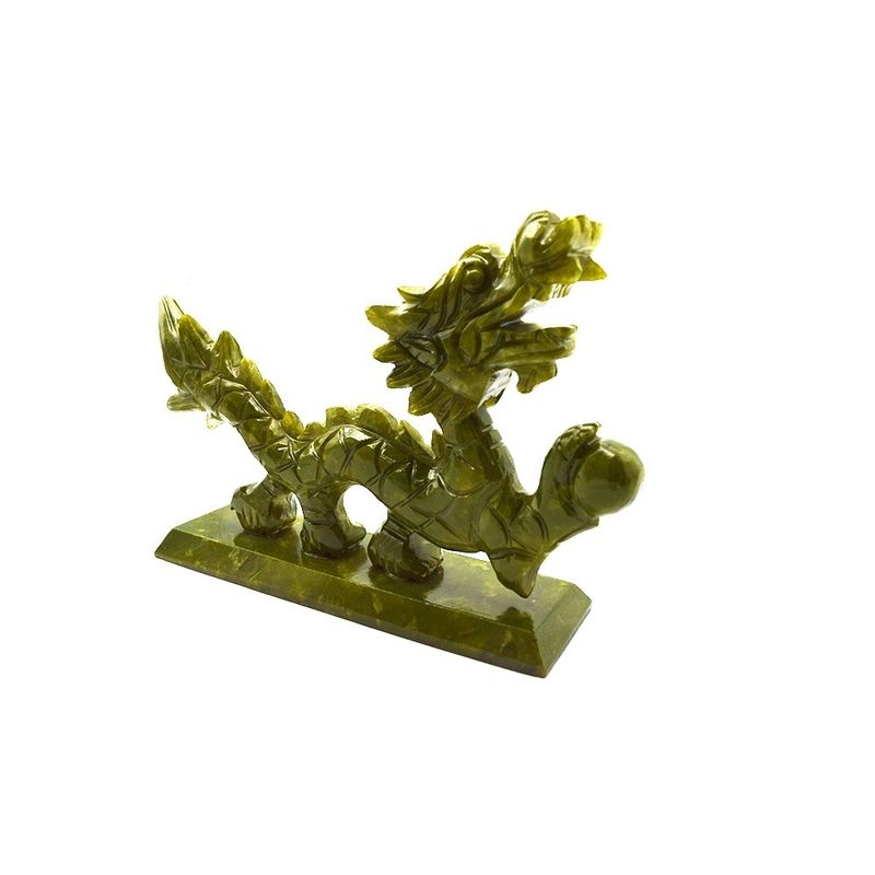 Dragones de jade chino verde natural grabados en estilo Feng Shui para piezas decorativas