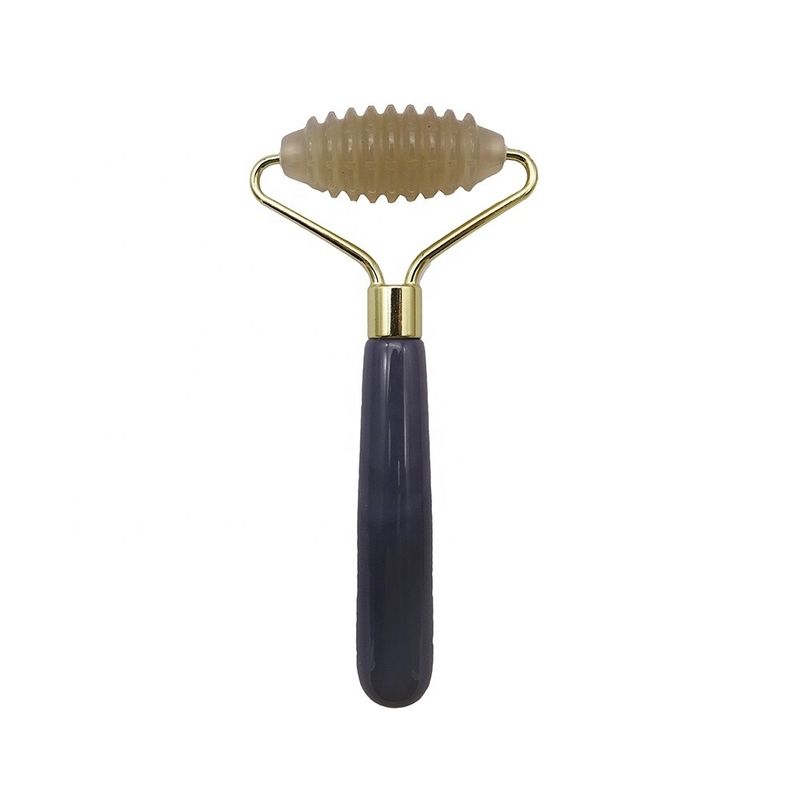 Martillo de masaje Agata gris rodillo de jade con puntas para masaje facial natural antienvejecimiento terapia de bolsas de ojos herramientas de masaje antienvejecimiento