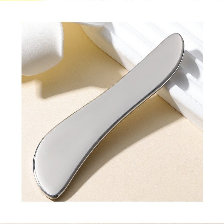 Acero inoxidable Gua Sha Plate 304 Metal en forma de S Masaje facial y corporal Plata 205 * 47 * 4,5 mm
