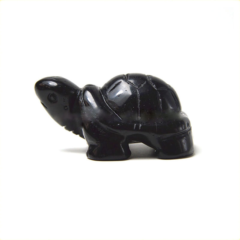 Piedra preciosa Obsidiana Negra Tortuga de piedra tallada Animales para el amor Decoraciones temáticas