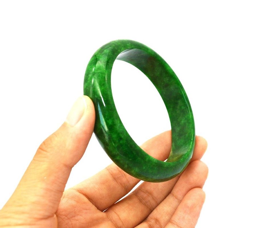 Enlace de amor verde de esmalte de jadeita pulseras de brazalete de amarre de mujeres de jade brazalete de la Birmania natural artículo caliente para los entusiastas del Feng Shui
