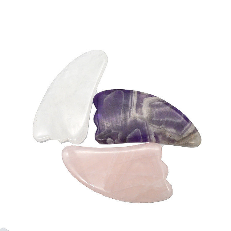 9.5*5.5cm Piedra natural Gua Sha Herramienta Rosa Cuarzo / Ametista / Jade Blanco Herramienta de masaje para masaje corporal