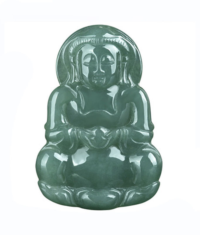 Jade natural Guanyin colgante verde esmeralda jadeita encantamientos collar amuleto para mujeres joyas masculinas elegantes y elegantes