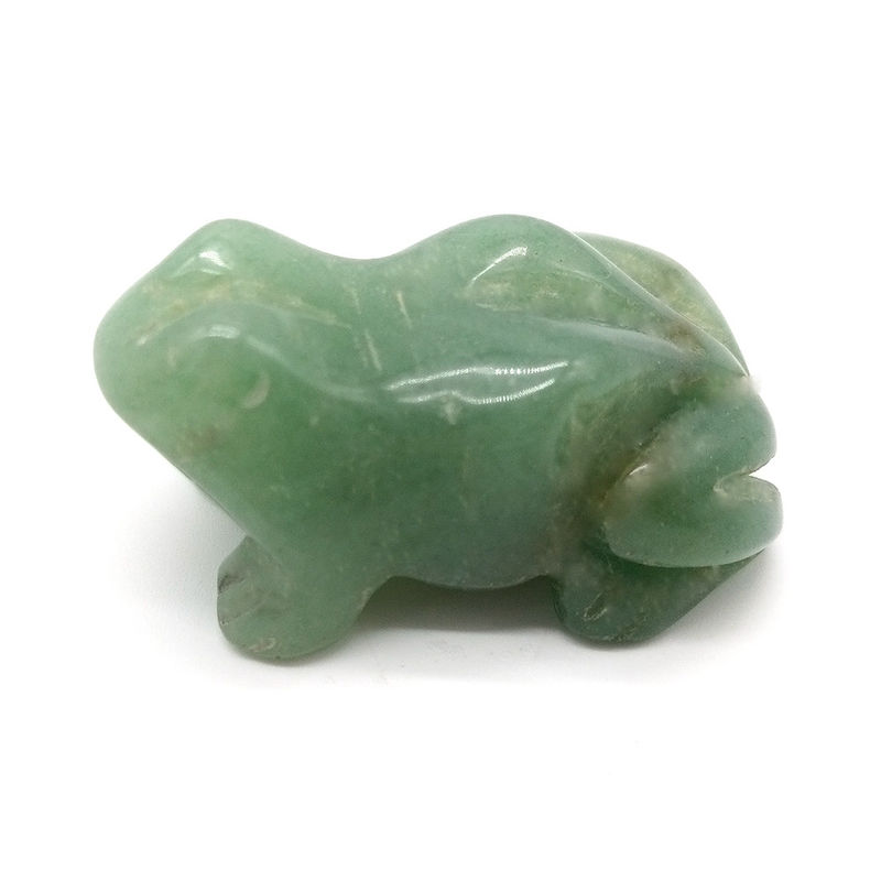 Técnica Escultura a mano de la rana aventurina verde de piedra curativa Figura de 1,5 pulgadas para decoración de habitaciones y pantalla de cristal curativo