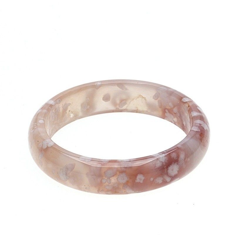 Joyería Decoración Natural Sakura Agate Jade Brazalete Calcedonia Cristal Hielo A través del Brazalete Mujeres 52-56mm