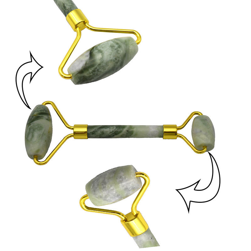 Cuidado del cuerpo Roller de masaje facial de jade verde Gua Sha Roller para el envejecimiento de la cara Arruga hinchazón y masajeador de la piel facial