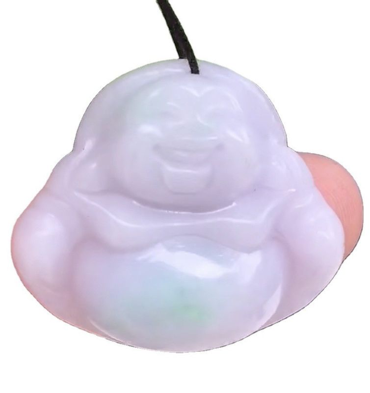 Verde portátil natural de Birmania púrpura tallado jadeita jade rindo Buda colgante para mujeres y niños color natural