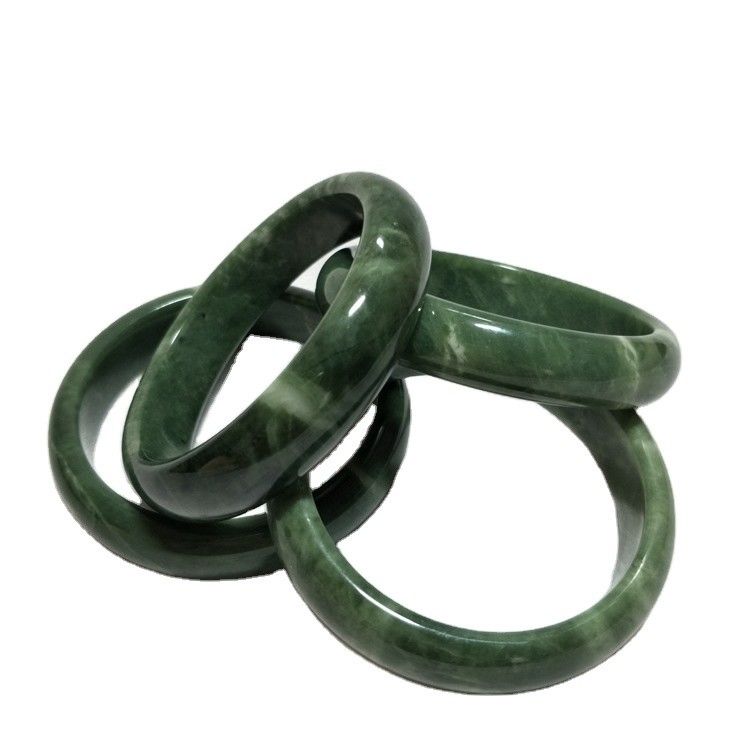 Brazalete verde esmeralda natural y brazalete de jade para hombres y mujeres belleza con amor tema de piedra preciosa