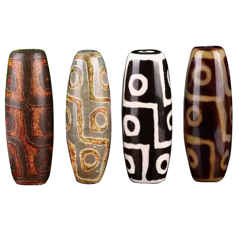 Técnica Pedra preciosa natural pulida tibetana 9Ojo Dzi Perla de 40 mm Perlas de barril de ágata para joyas