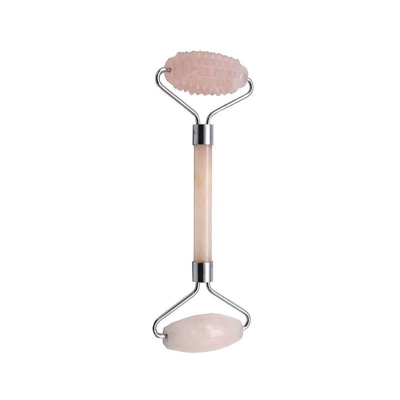 Roller de masaje facial portátil de cuarzo rosa Gua Sha La herramienta definitiva para el cuidado de la piel para los amantes de las piedras naturales
