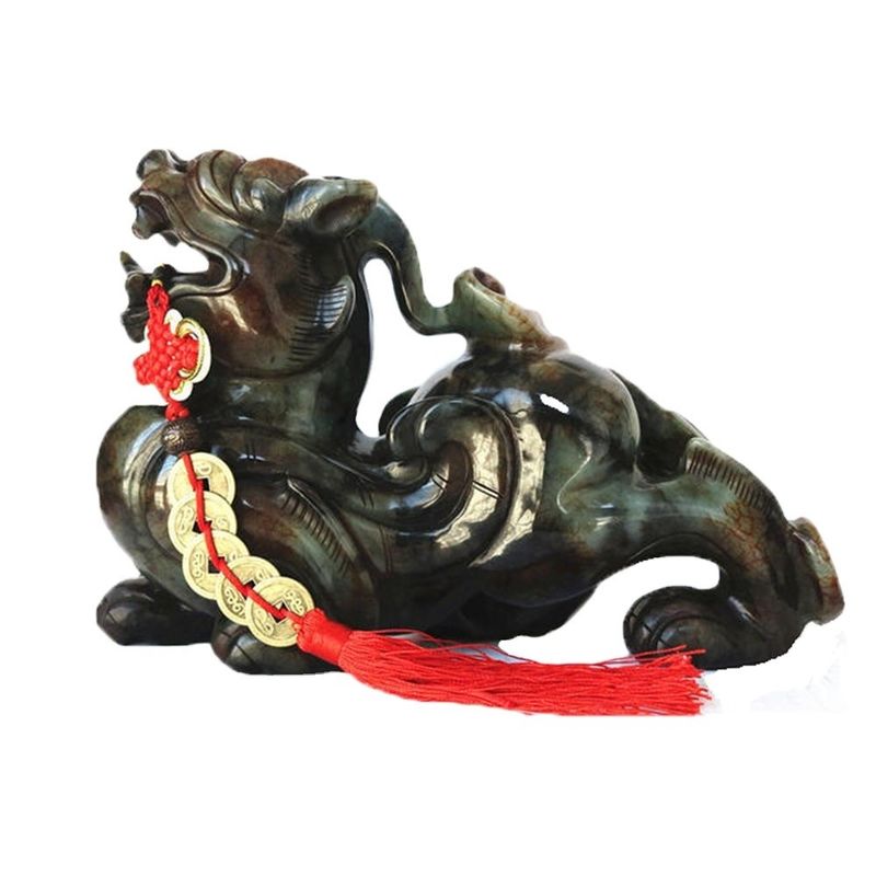 Estatua verde Pixiu para el hogar Regalo 20 cm Piedra preciosa Feng Shui grabado Figura tallada Decoración para el hogar Amor