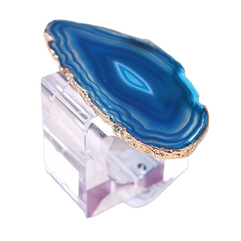 Anillo de servilleta de cristal de forma cuadrada, hecho de piedra de ágata natural para elegantes mesas