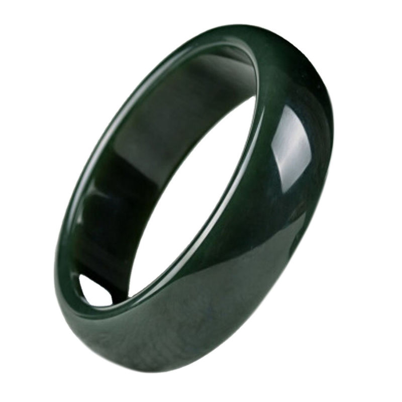 Brazalete hecho a mano de jade heitiano nefrita verde en estilo tradicional 54-65mm con diseño natural único
