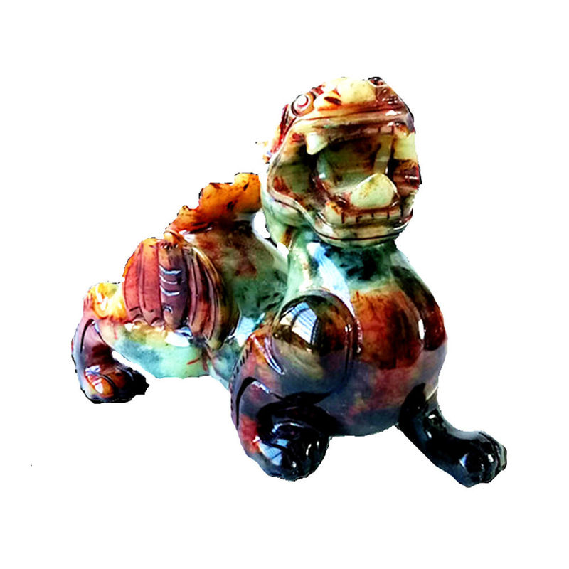 Estatua verde de dragón de jade Pixiu de 22 cm tallada a mano para la suerte y el mal