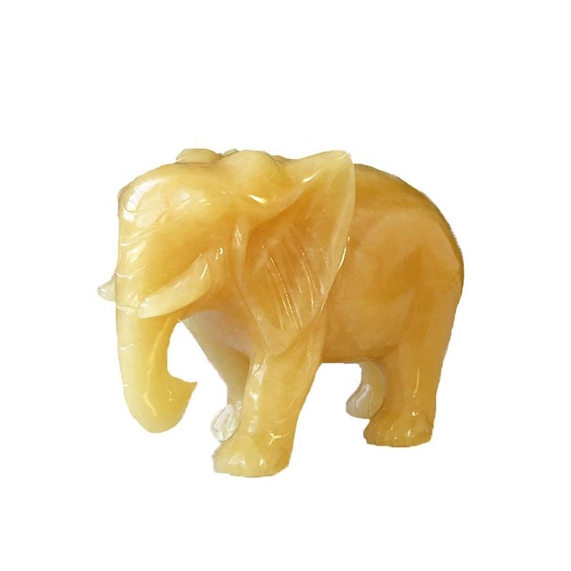Estatua de piedra de elefante de topacio tallada a mano de 18 cm Figura de cristal para decoración del hogar
